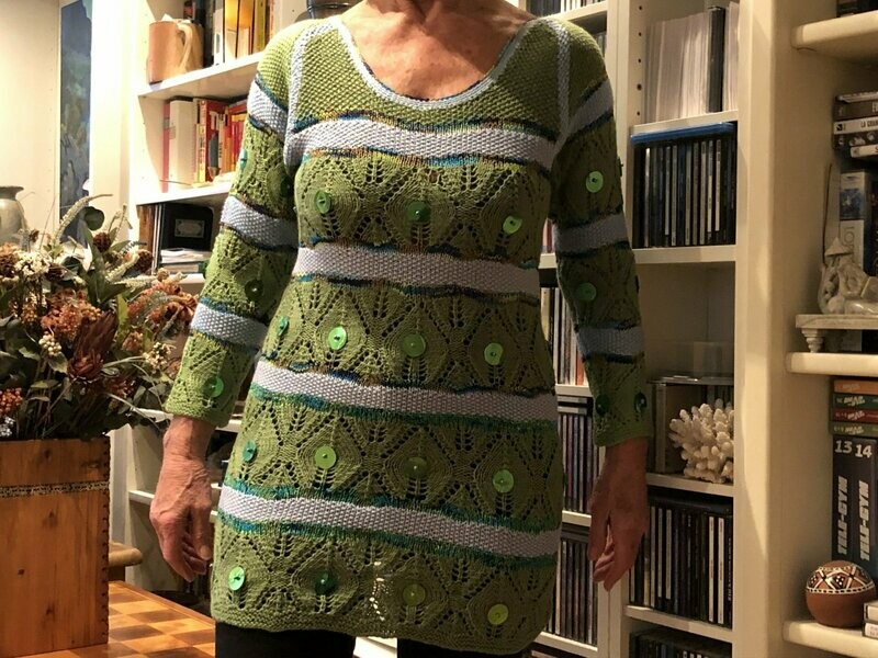 Longpulli, Baumwolle, Ajourmuster mit Pailletten
