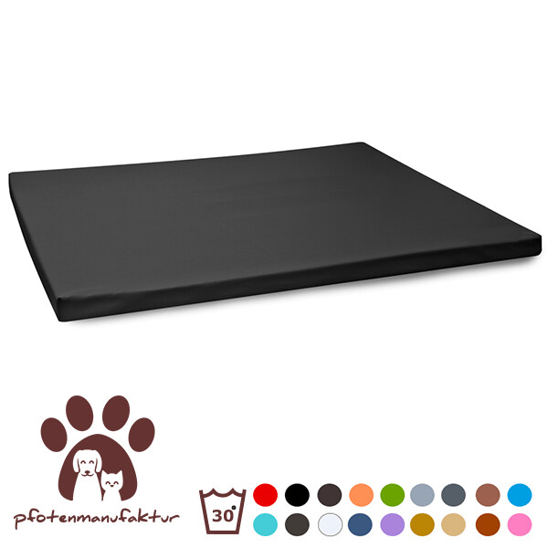 Kunstleder Hundematte extra dünn "Central Park" für kleine bis sehr große Hunde, Farbe: Schwarz, Größe: S (90 x 70 x 5 cm), Füllung: Standard