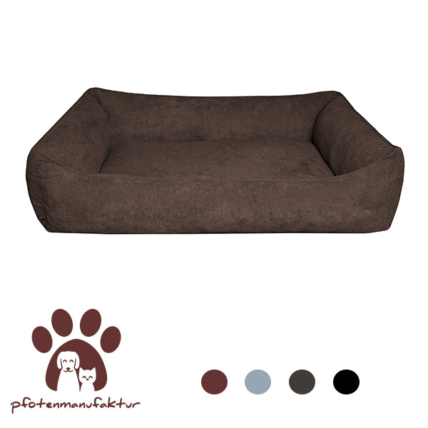 Klassisches Hundebett "Empire State" mit Flauschbezug in XS bis XXL für sehr keine bis sehr große Hunde, Farbe: braun, Größe: M (100 x 75 cm), Füllung: Standard