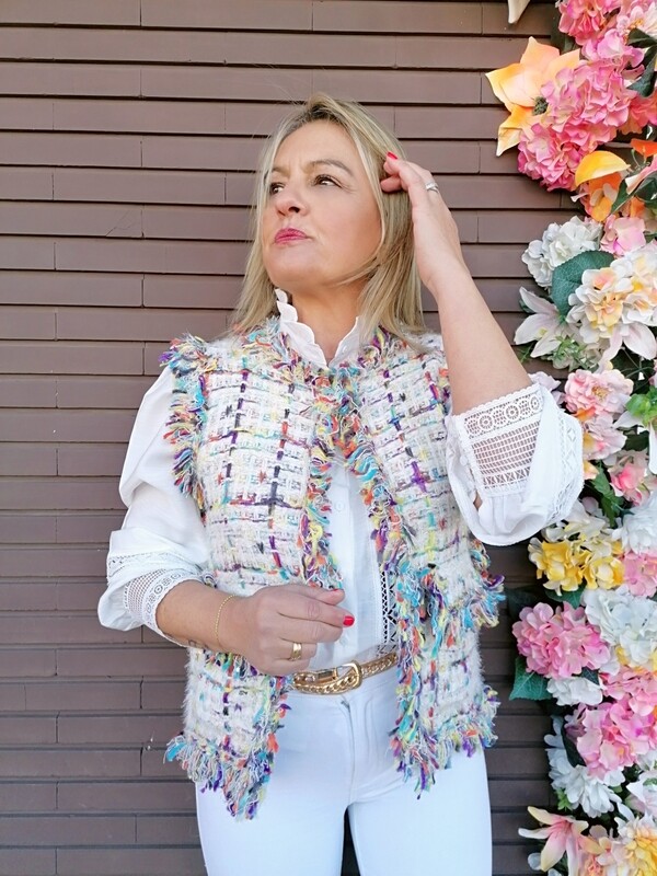 CHALECO TWEED BLANCO