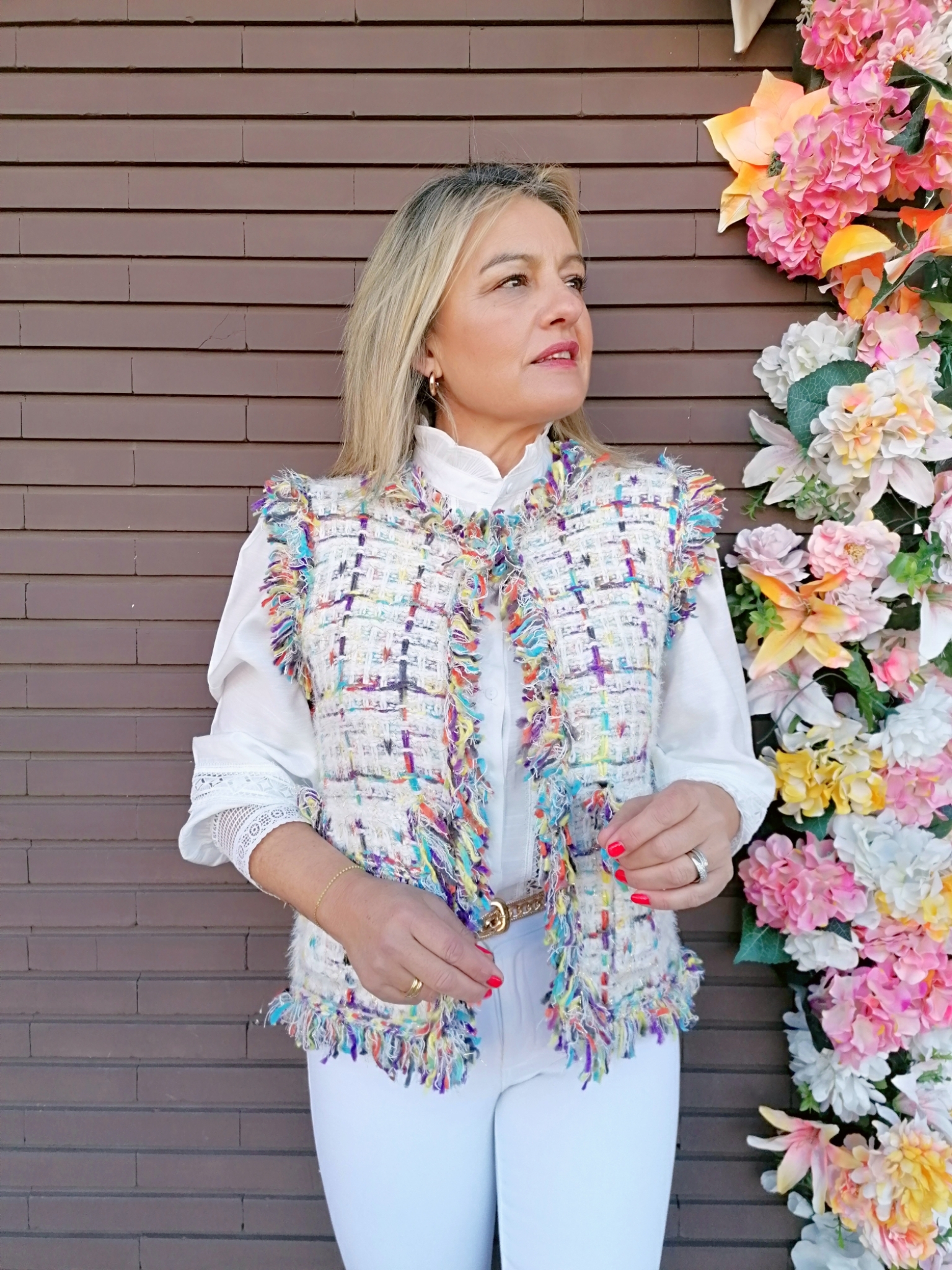 CHALECO TWEED BLANCO