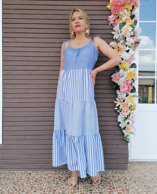VESTIDO  RAYAS AZUL