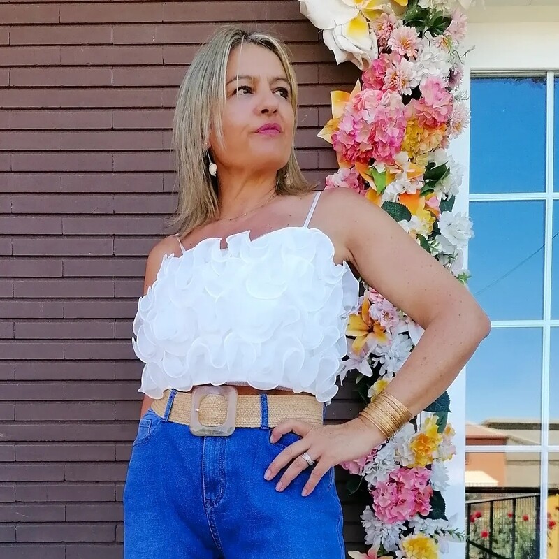 TOP ORGANZA ONDAS BLANCO