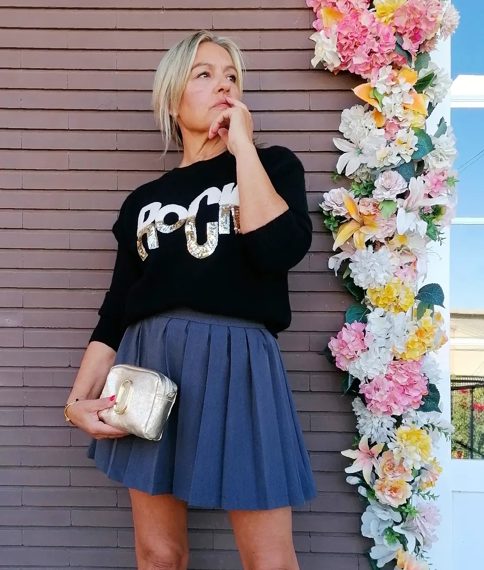 FALDA MINI TABLEADA GRIS