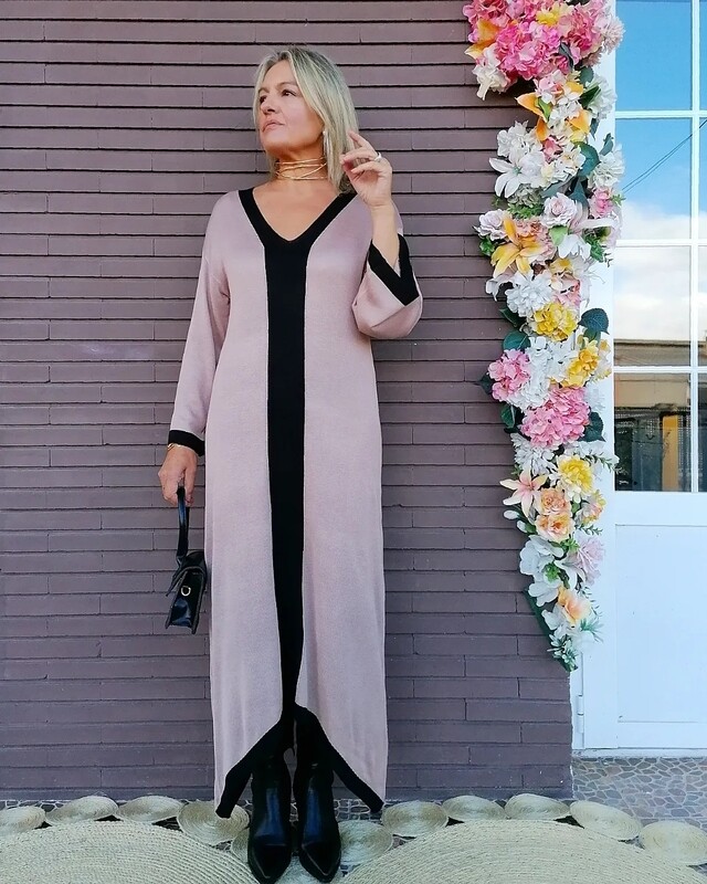 VESTIDO PICOS NUDE