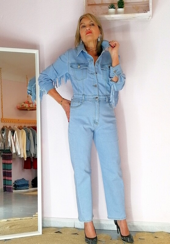 MONO DENIM FLECOS AZUL