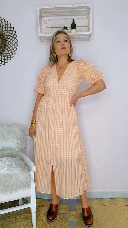 VESTIDO  MIDI NARANJA