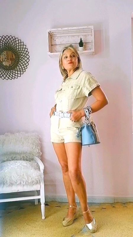 MONO DENIM CORTO CAMEL