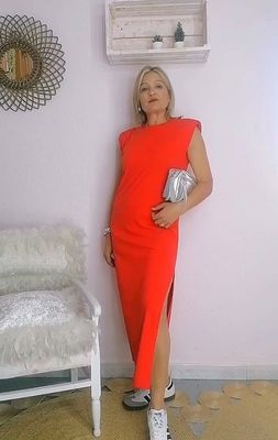 VESTIDO HOMBRERAS ABERTURAS ROJO