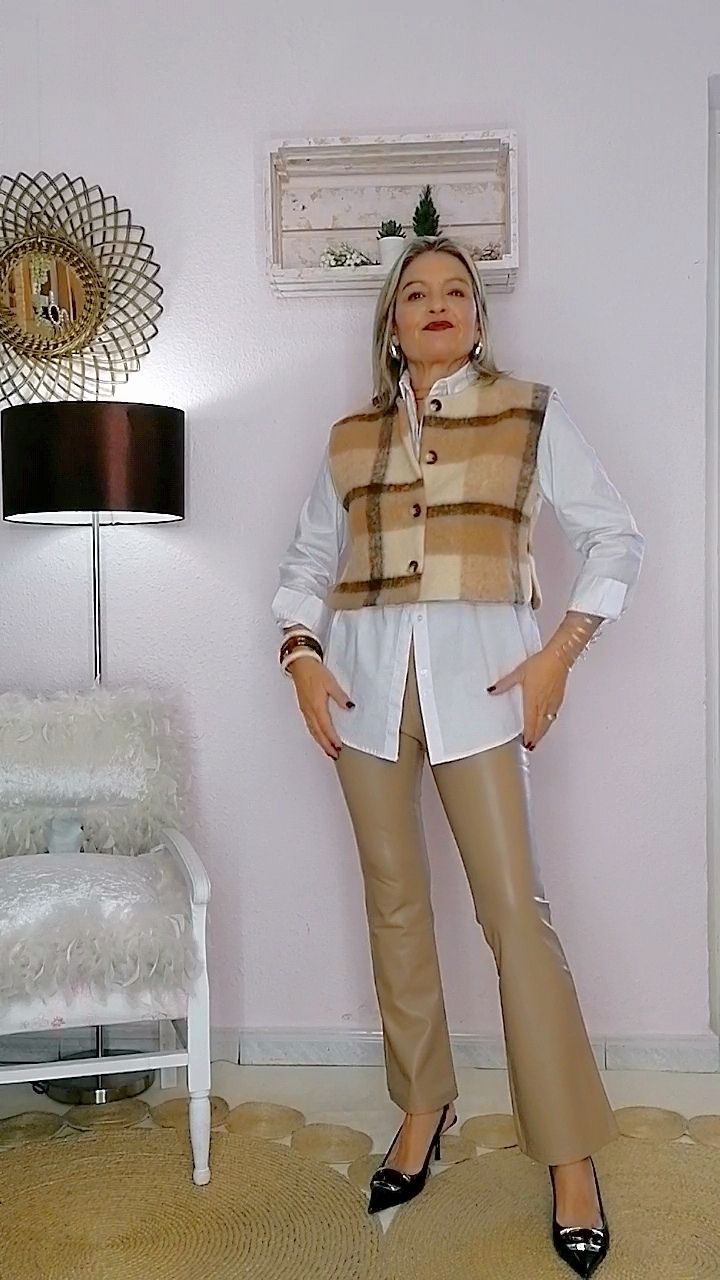 CHALECO TARTAN CAMEL