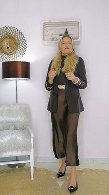 CUELLO PELO SINTÉTICO BEIGE TOSTADO