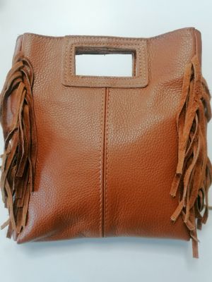 BOLSO PIEL FLECOS CAMEL