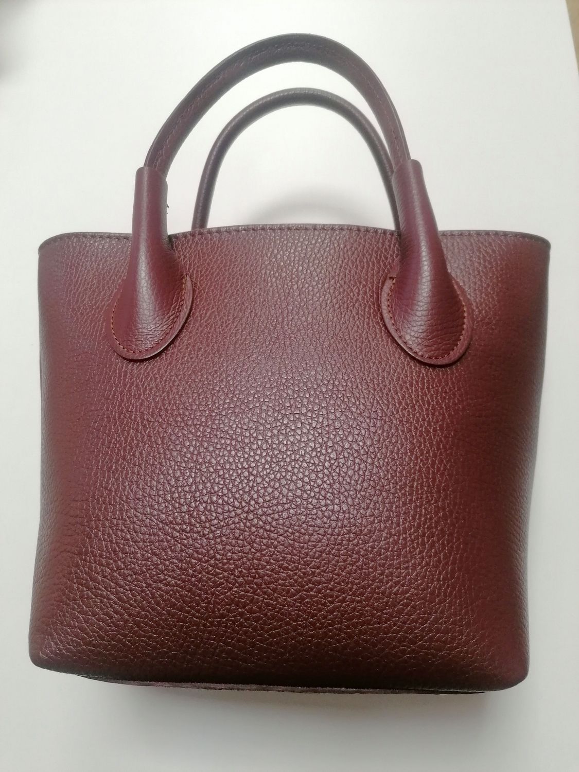 BOLSO PIEL  DOBLE ASA BURDEOS