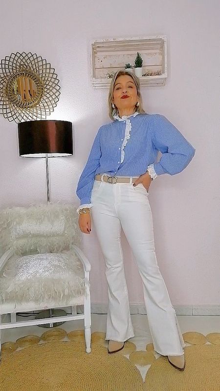 JEANS FLARE ABERTURAS BLANCO