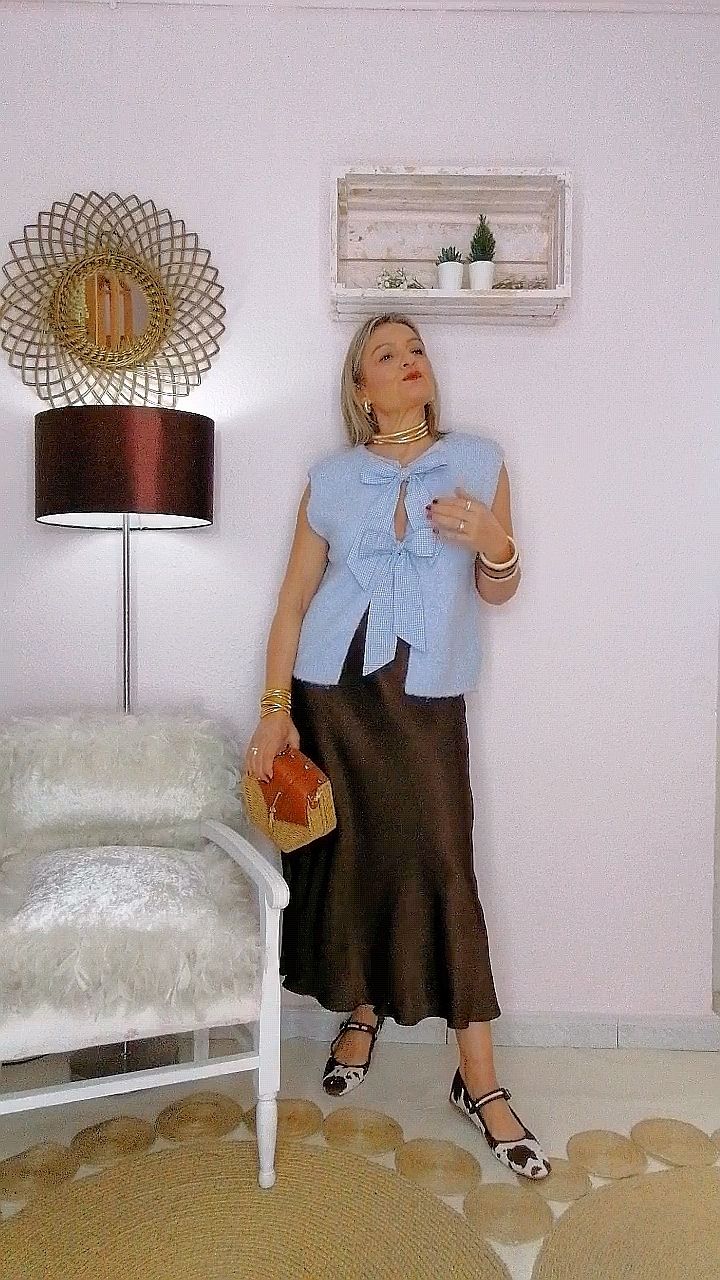 CHALECO PUNTO AZUL  LAZOS VICHY
