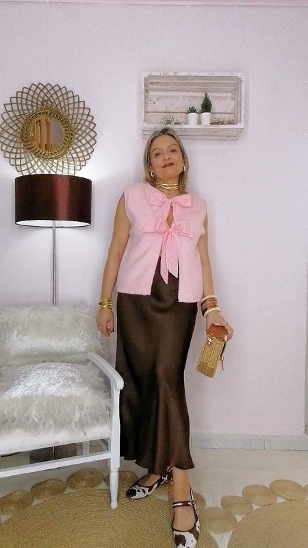 CHALECO PUNTO ROSA  LAZOS VICHY
