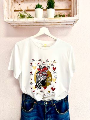 CAMISETA CEBRA LOVE CON PERLAS
