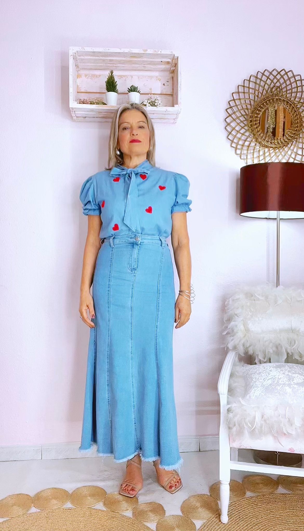 FALDA MIDI DENIM VUELO