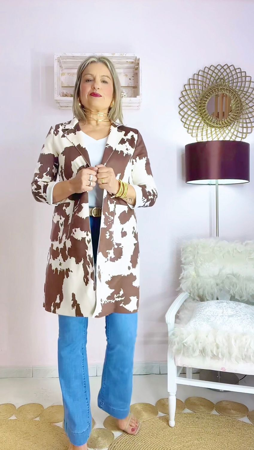 TRENCH COW PRINT MARRON