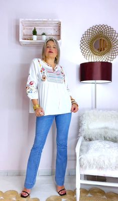 PANTALON DENIM FLARE CLARO