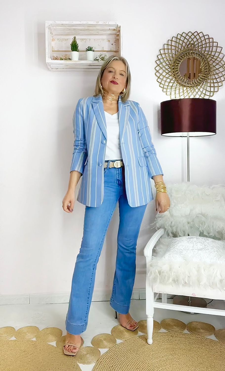 BLAZER  RAYAS BOTONES FORRADOS Y CINTURON