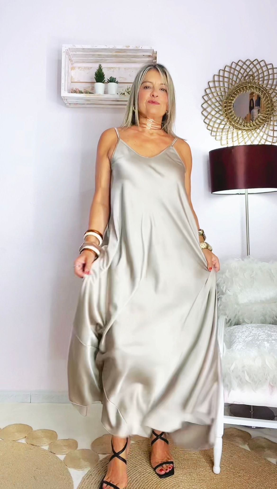 VESTIDO LENCERO CHAMPAN