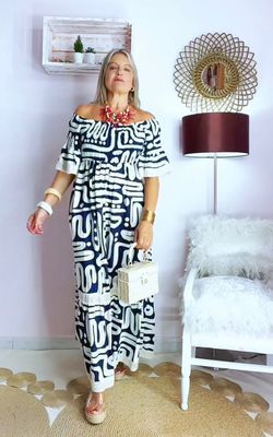 VESTIDO ROMANTICO MARINO&BLANCO ROTO