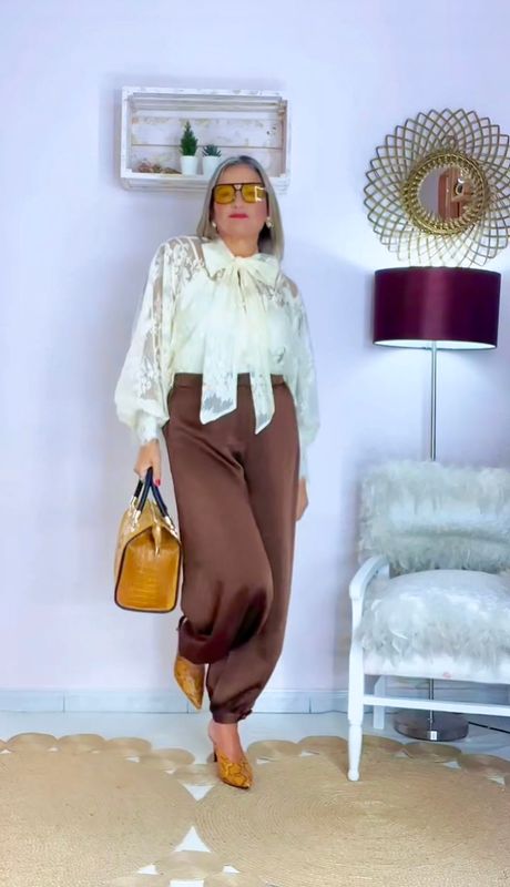 PANTALON BOMBACHO SATINADO MARRON