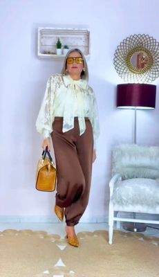 PANTALON BOMBACHO SATINADO MARRON