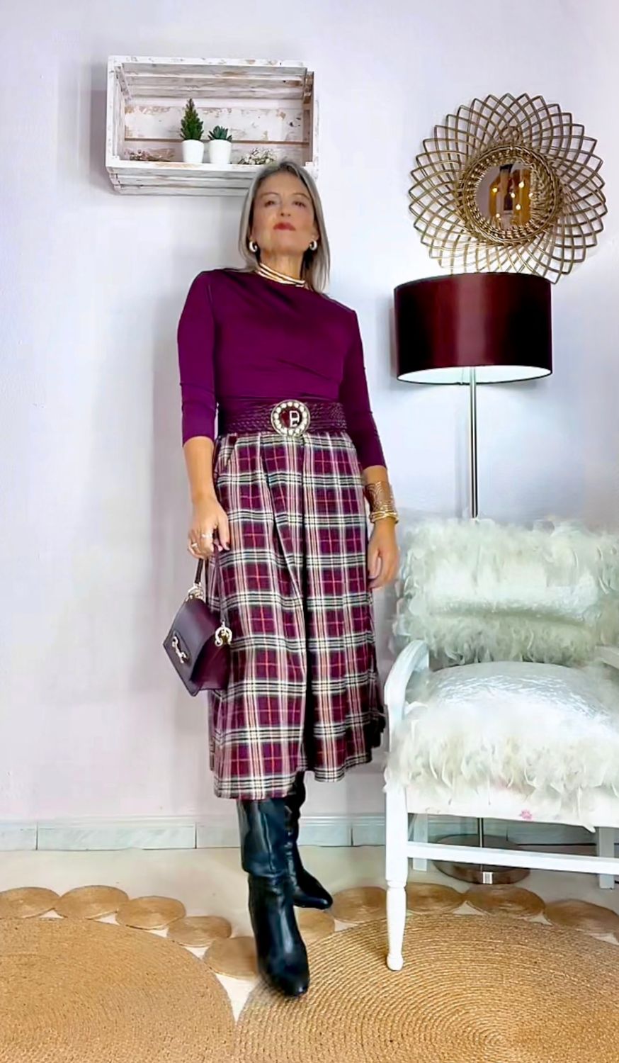 FALDA CUADROS BURGUNDY FALDA CUADROS BURGUNDY