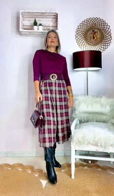 FALDA CUADROS BURGUNDY