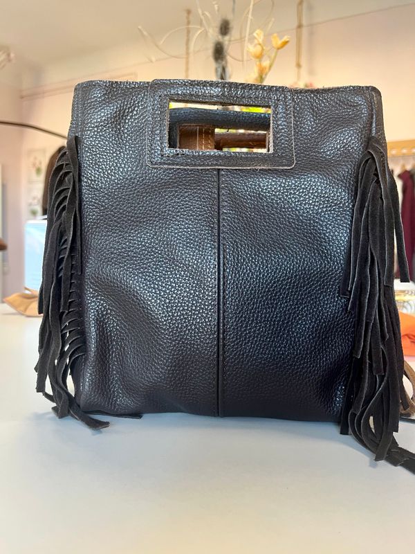 BOLSO PIEL FLECOS  MARRÓN CHOCOLATE