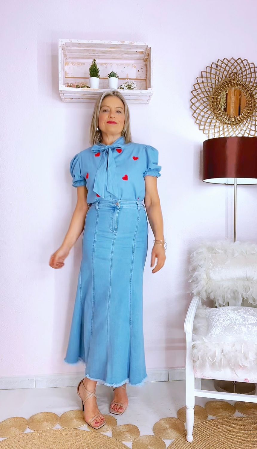 CAMISA  DENIM CORAZONES MANGA FAROL