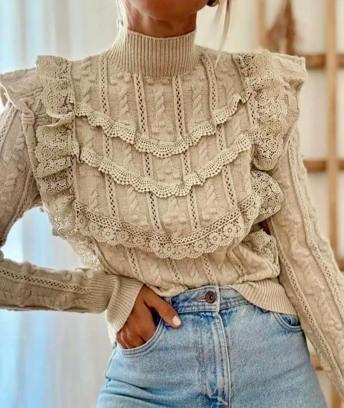 JERSEY VOLANTES PUNTILLA BEIGE