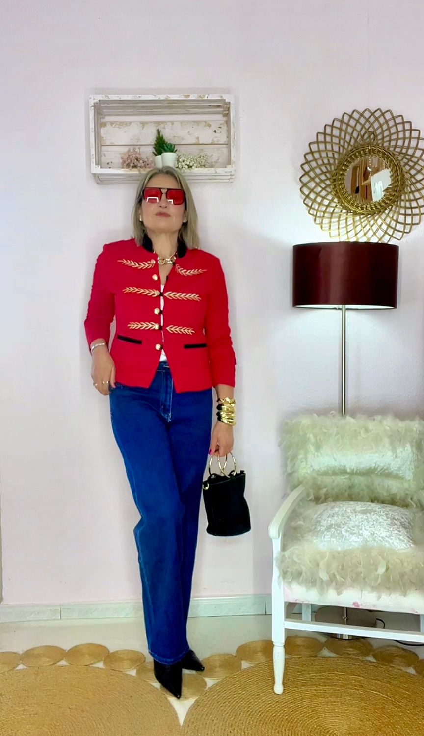 CHAQUETA NAPOLEONICA  BORDADA ROJA