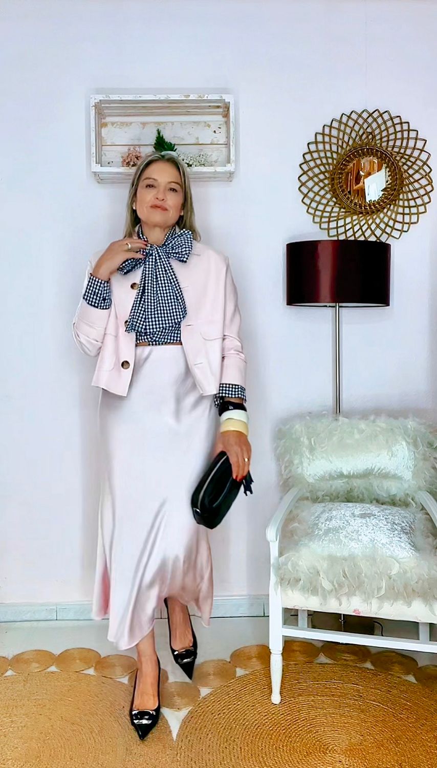 FALDA MIDI SATINADA ROSA