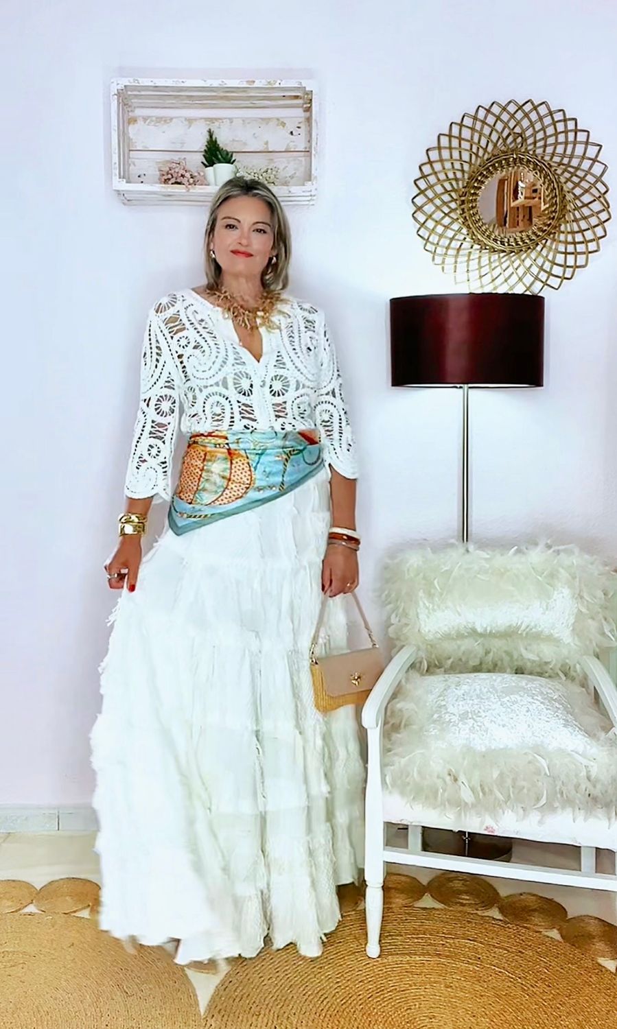 FALDA BOHO MAXI BLANCO