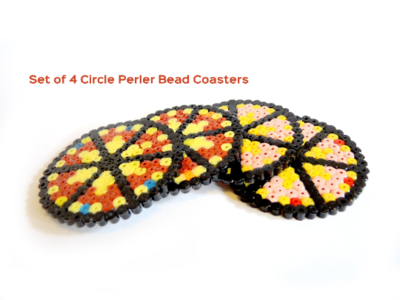 Set of 4 Circle Perler Bead Coasters