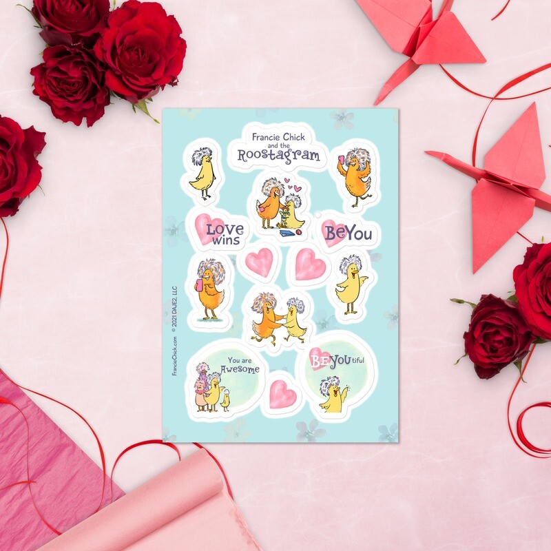 Francie Chick Sticker Sheet from the Roostagram Book