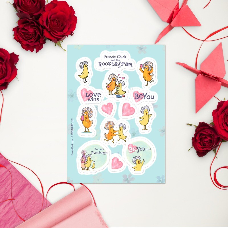 Francie Chick Sticker Sheet from the Roostagram Book