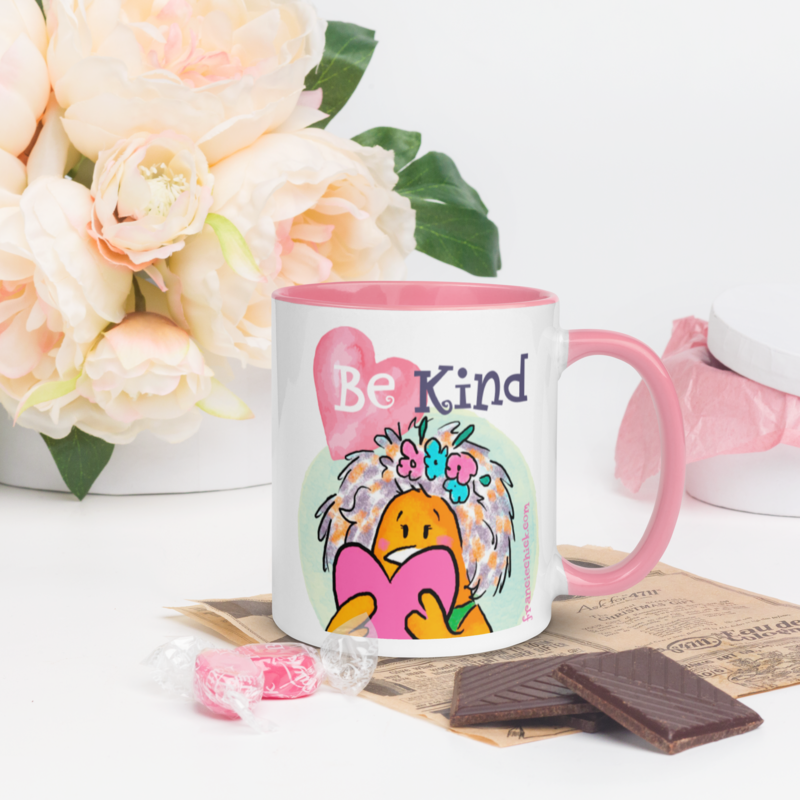 Francie Chick Be Kind Heart Mug Pink
