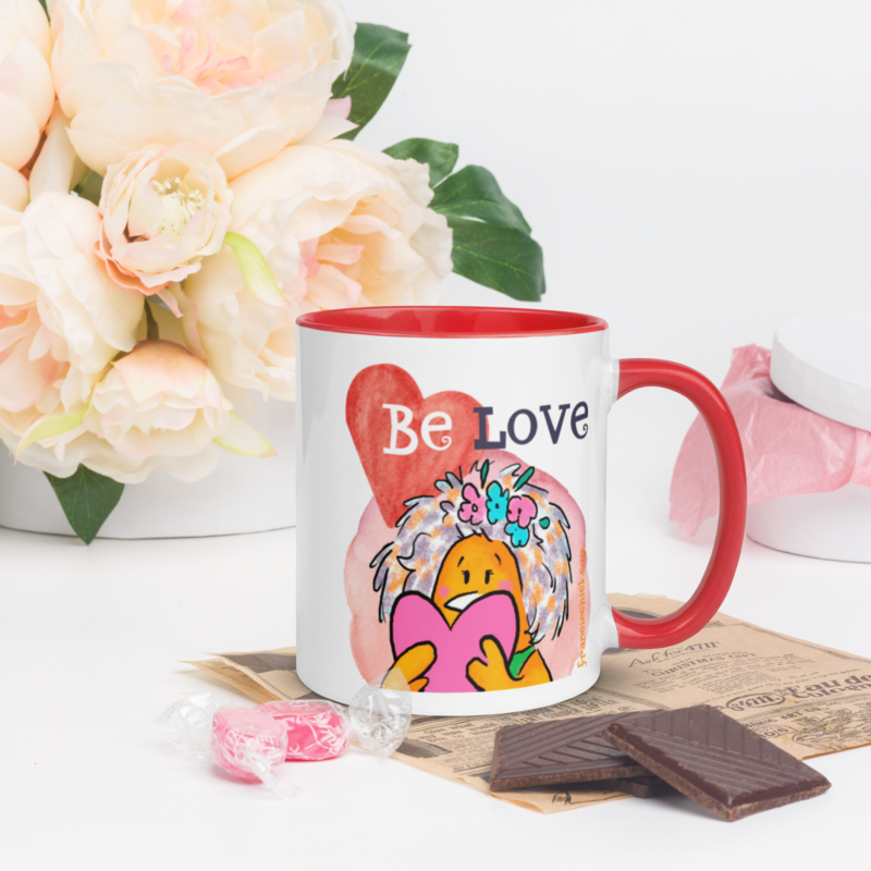 Francie Chick Be Love Heart Mug Red