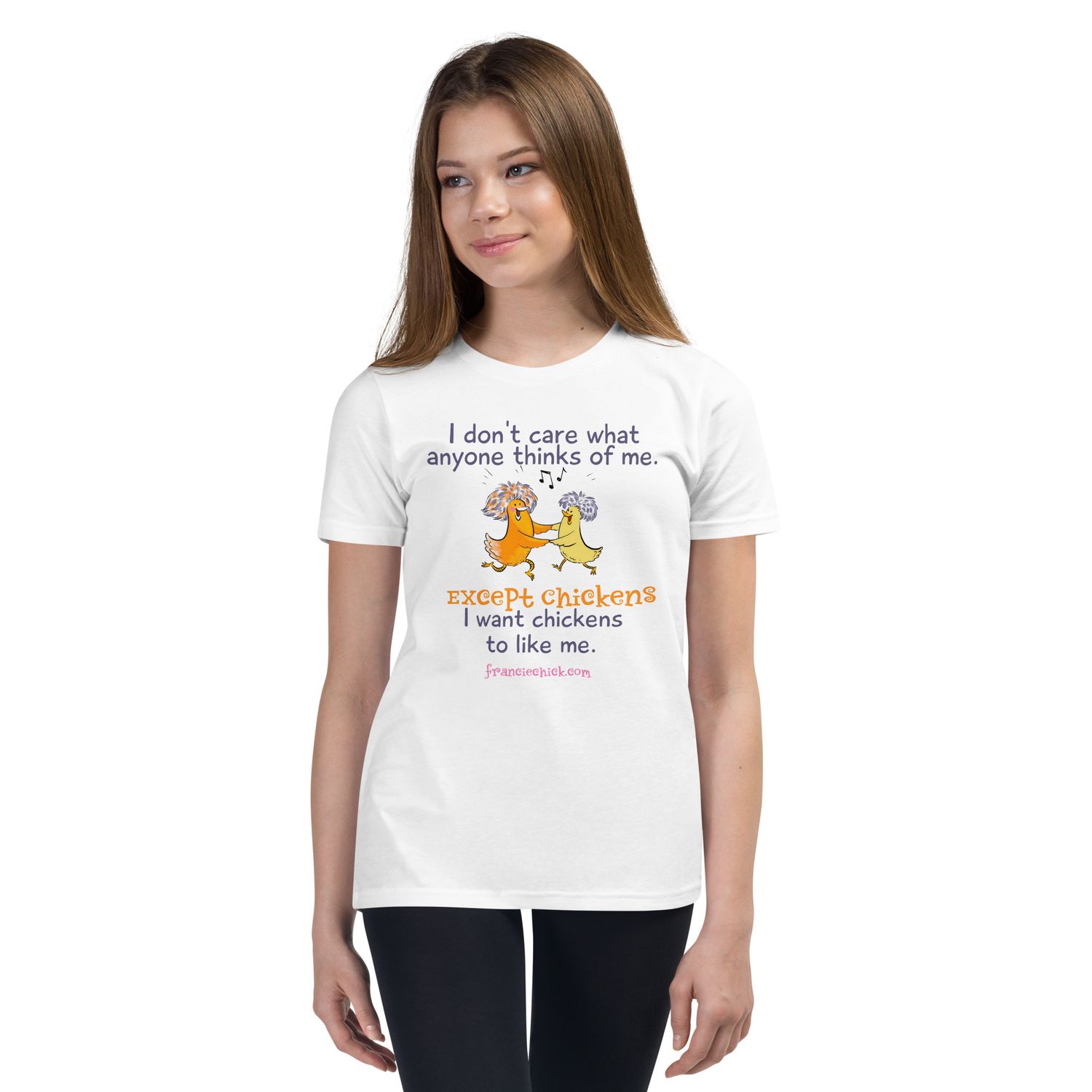 Francie Chick Loves Chickens Youth Short Sleeve T-Shirt