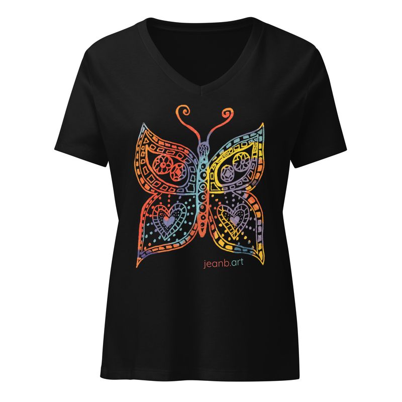 Butterfly Love &#39;Tattoo&#39;  Women’s relaxed v-neck t-shirt