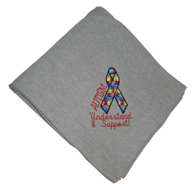 Autism Understand &amp; Support Grey Sweatshirt Fleece Stadium Blanket