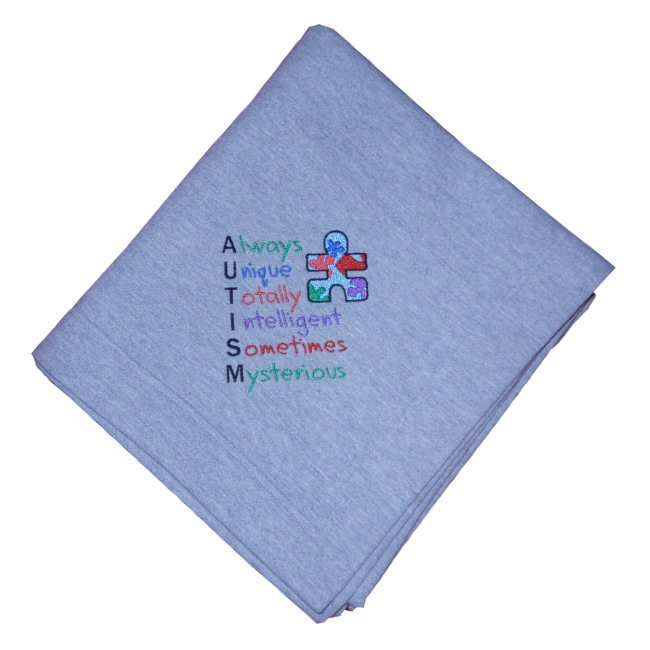Autism Puzzle Piece Grey Sweatshirt Fleece Stadium Blanket