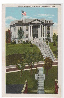 Court House Pawhuska Oklahoma 1952 linen postcard