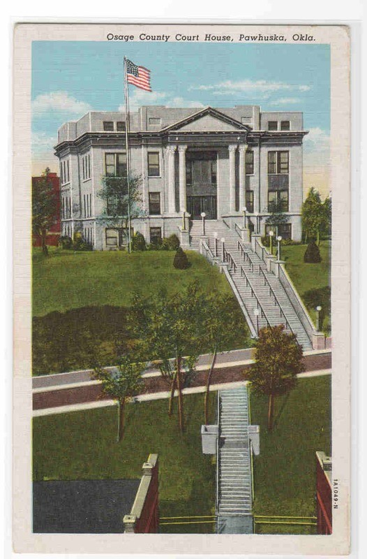 Court House Pawhuska Oklahoma 1952 linen postcard