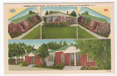 Hobbs Cottage Court Motel US 17 Wilmington North Carolina linen postcard