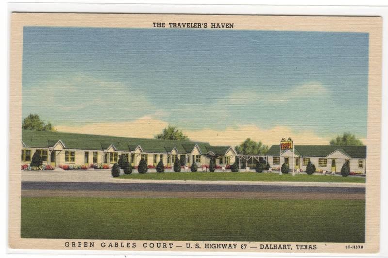 Green Gables Court Motel US 87 Dalhart Texas linen postcard